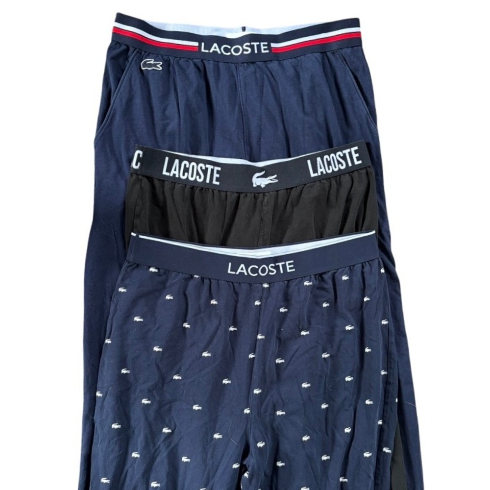 3 Pairs Lacoste Pajama Pants Men's Sz S Blue Black Loungewear Sleepwear Croc